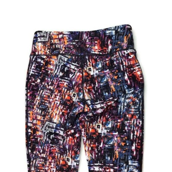 Reebok Legging Multicolor Colorful Geometric Stretch Full Length Mid Rise Size S - Picture 5 of 6